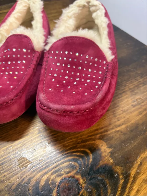 Ugg Ansley burgundy crystal diamond loafers size 8 - Image 3