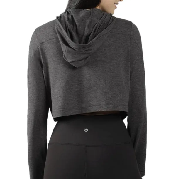 90 Degrees by Reflex NWT XXL Half Zip Pullover Charcoal Crop Hoodie Women’s Athletic - Image 3