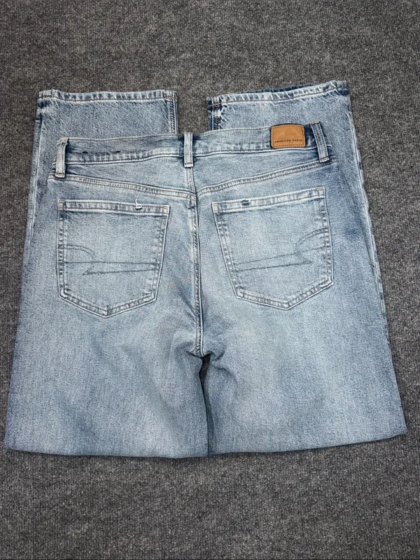 American Eagle Outfitters Ex-Boyfriend Light Wash Straight Jeans - Blue - Image 5