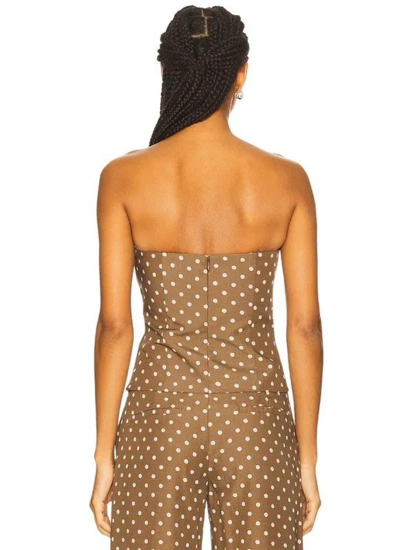 Amanda Uprichard x REVOLVE Soho Top in Chocolate Brown Polka Dot X-Small Womens - Image 2