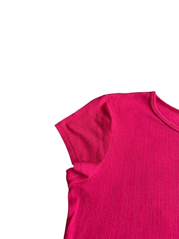 Intimately Free People Red T-Shirt Short Sleeve Blouse Stretchy Size Large NWT - Image 2