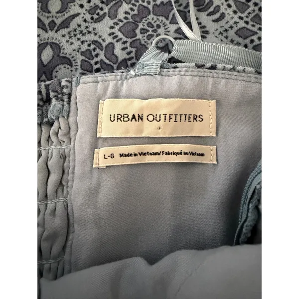 Urban Outfitters Blue Burnout Velvet Damask‎ Mini Dress Sweetheart Smocked Large - Image 5