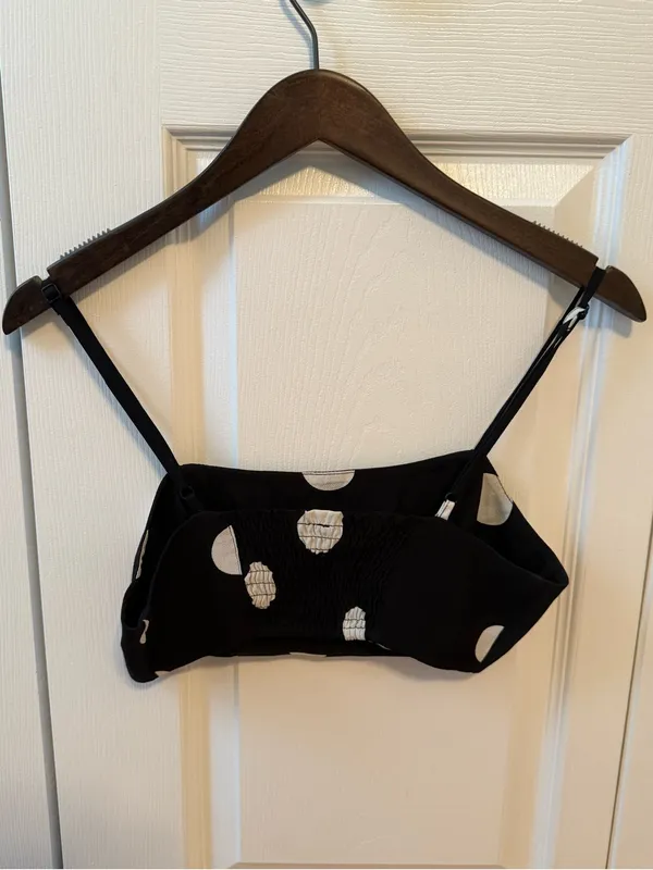 Free People Coco Cabana Polka Dot Crop Top in Black and White - Image 3