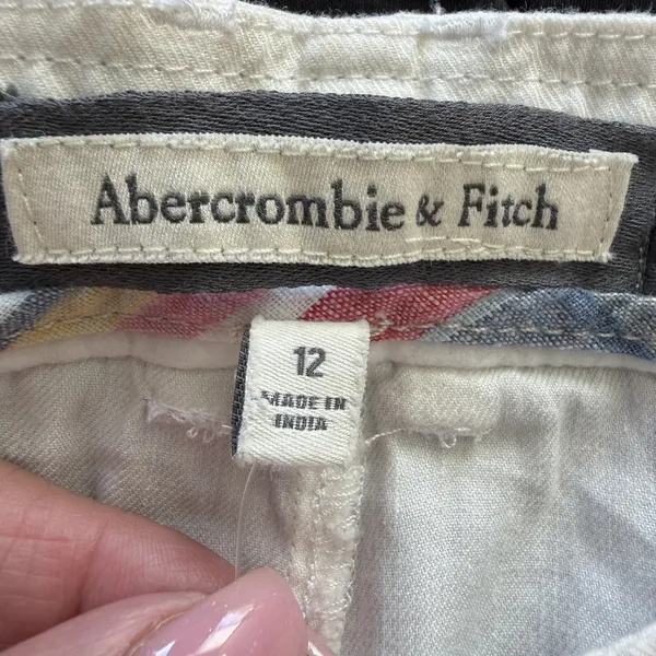 Abercrombie &‎ Fitch Womens Linen Shorts Size 12 Ivory Drawstring Resort Preppy - Image 9