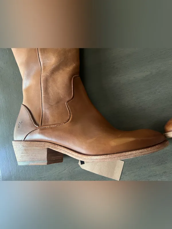 Frye Carson Piping BrownLeather Tall Knee High, Extended Calf. Size 8 - Image 10