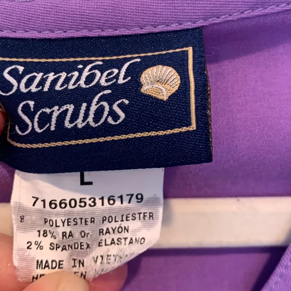 Sanibel Scrubs Women’s Large Light Purple Faux Wrap Short Sleeve Scrub Top - Image 5