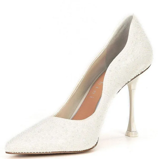 Gianni Bini Bridal Collection TheaThree Pearl Scalloped Pointed Toe Pumps - Image 4