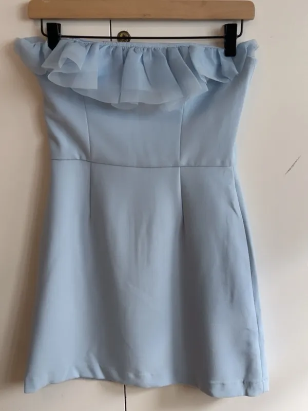 French Connection Whisper Organza Strapless Dress Blue US 2 NWT - Image 3