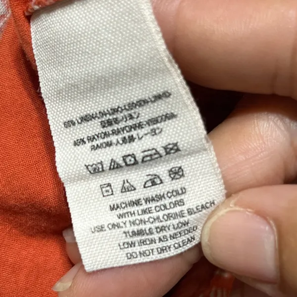 Free People Women's Linen Blend Orange Printed‎ Ankle Boho Summer Pants Size 6 - Image 5