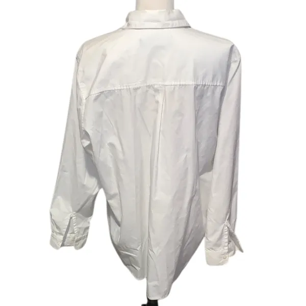 Karen Scott Cotton Rich White Button-Up Shirt Embroidered Heart Patterns Beaded - Image 7