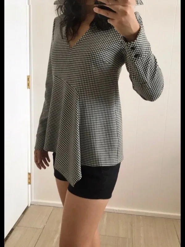 NEW ZARA Gingham blouse top Long Sleeve Size MEDIUM Career work - Image 3