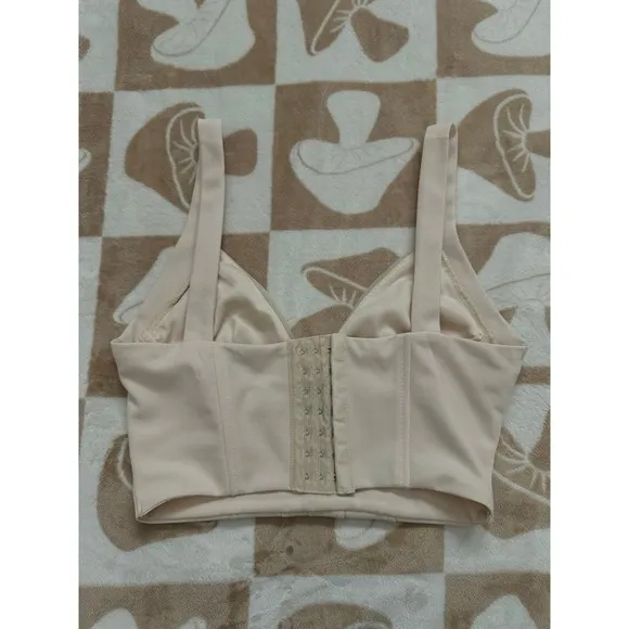 Windsor‎ Cream Corset-Inspired Pleated Bust Crop Top Small - Image 7