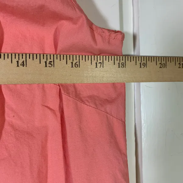 J.Crew Womens Coral‎ Pink Ruffle Rosette Cotton Sleeveless Blouse Top 6 Romantic - Image 4
