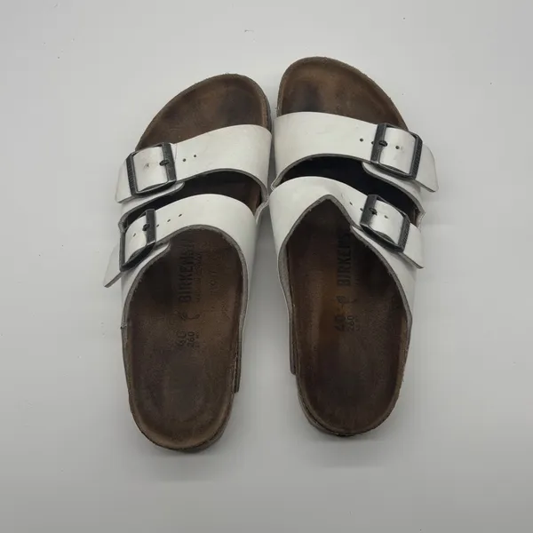 Birkenstock Arizona White Birko-Flor Two Strap Slide Sandals Womens 40 L9 M7 - Image 11