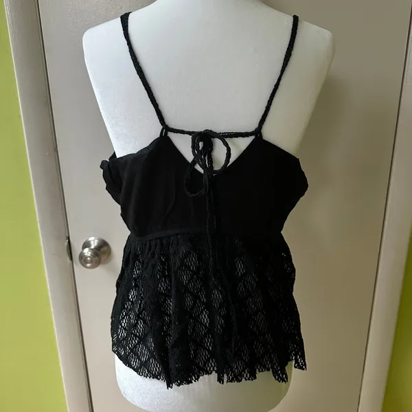 NWT - RAGA - Black Lace Top with rhinestone - Image 3