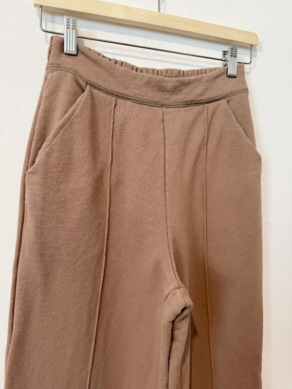 Tkees Sweatpants Size Small Earthen Wide Leg Raw Hem Pintuck‎ Terry Quiet Luxury - Image 4