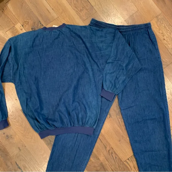 Vintage Denim Embroidered Pant Set Size Medium Blue - Image 8