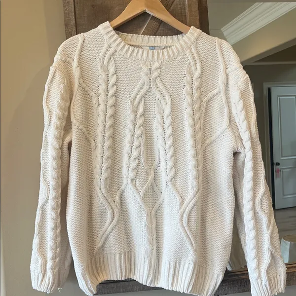 Cozy Cream Chenille Cable Knit Sweater - Image 13