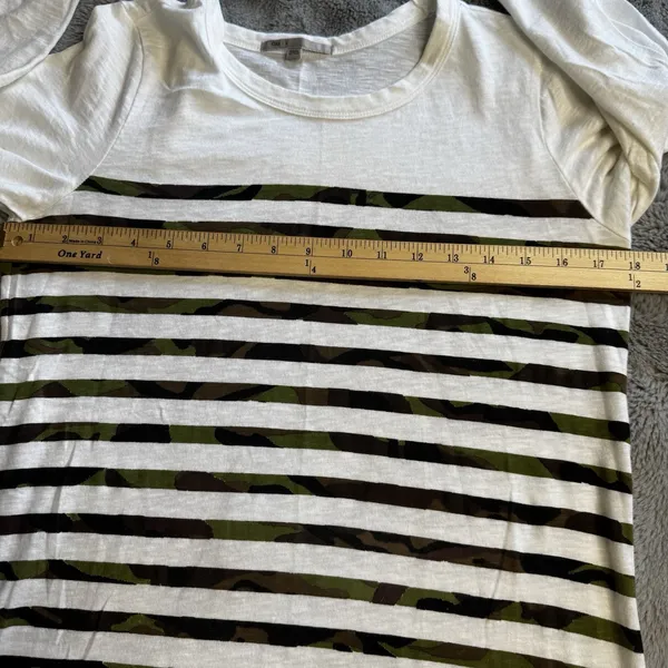 Gap Women's Medium 3/4 Sleeve White Camo Striped Shirt‎ 100% Cotton - Image 12