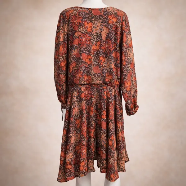 Free People Teegan Mini Dress Red Floral V Neck Boho Festival L 12 Spring Summer - Image 3