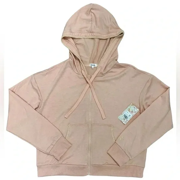 Kensie Sportswear Fit Hooded Long Sleeves Sweatshirt Pink Blush Casual Size M - Image 9