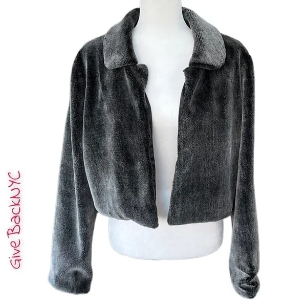 Vintage Faux Fur Cape Bolero Gray Size M/L - Image 2