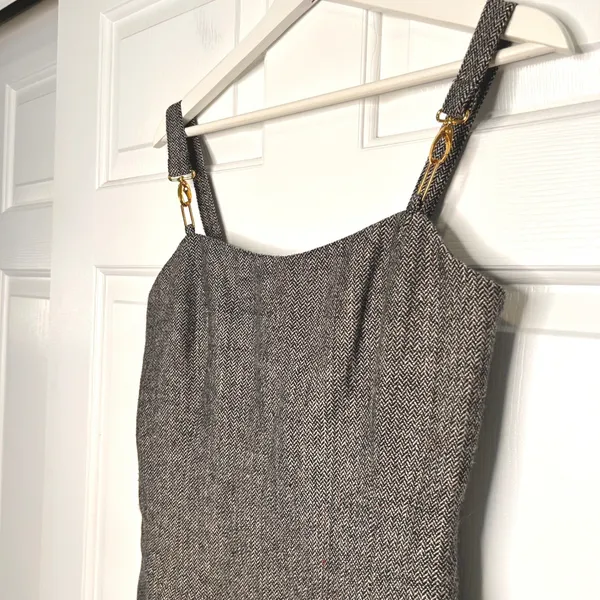VERTIGO PARIS Tweed Herringbone Dress‎ Jumper Small - Image 2