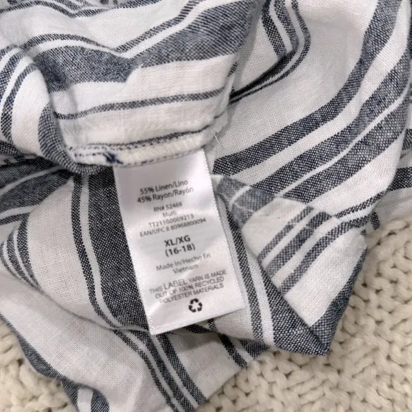 Time and Tru Striped Blue and White Dress size XLarge linen rayon fabric blend - Image 5