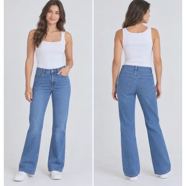 Halara Women's Petite M Flare Leg Jeans Light Wash Stretch Denim Pants - Image 2