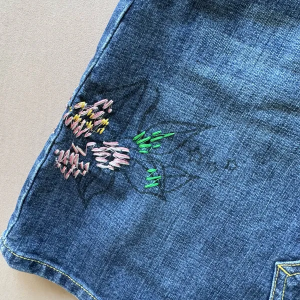 Vintage Baccini embroidered denim mini skirt - Image 5