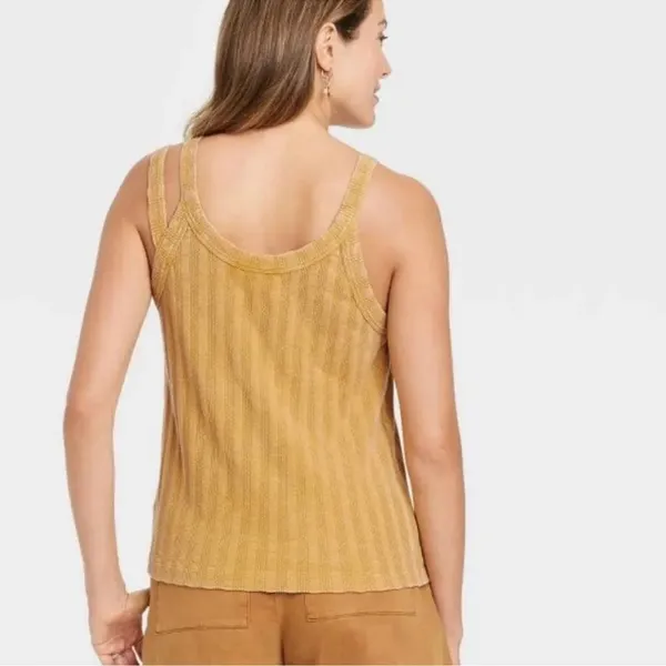 NWT Universal Thread Cami Tank Top Womens 4XL‎ Mustard Yellow Rib Knit Striped - Image 3