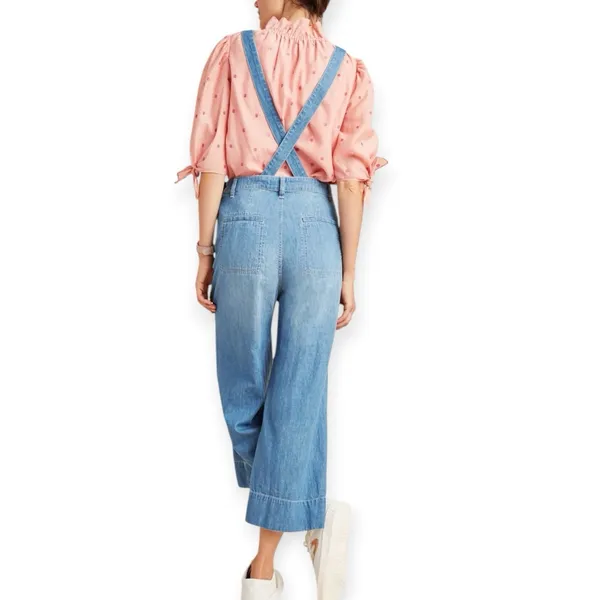 Pilcro Anthropologie Wide Leg Denim Jumpsuit Size 24P Blue - Image 2