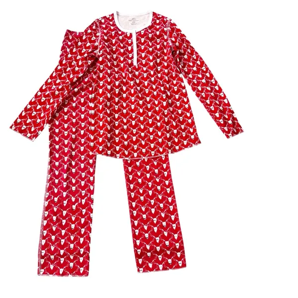 Roller Rabbit Pima Cotton Limited Edition Stag Deer Holiday Pajamas Red Size XS - Image 2