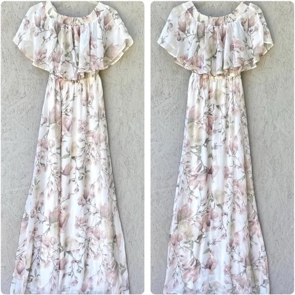 NWT SHOW ME YOUR MUMU Floral Maxi Dress SMALL Hacienda in Ivory Crisp - Image 4