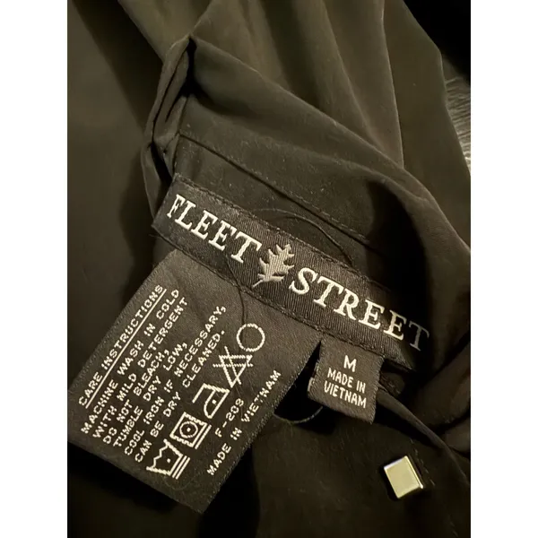 Fleet Street Reversible Hooded‎ Rain Jacket Womens Medium Black Grey Zip Up Coat - Image 6