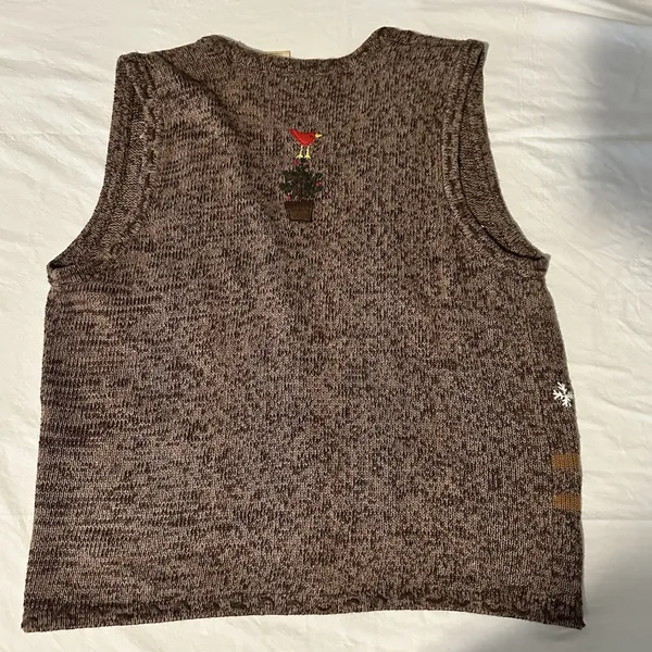 Vintag Bobbie Brooks Sweater Vest Sz XL 14/16 Winter Snowman Cardinal North Pole - Image 4