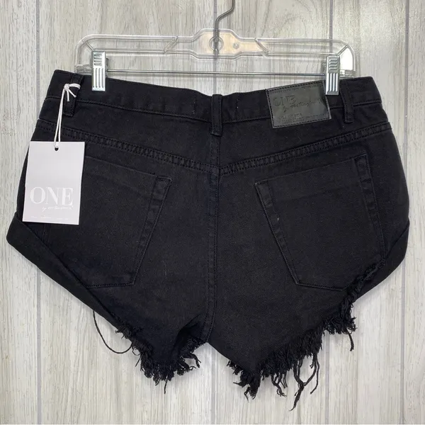 NEW One Teaspoon Bandits Relaxed Fit Twisted Cuff Hem Shorts Black Panther 29 - Image 4