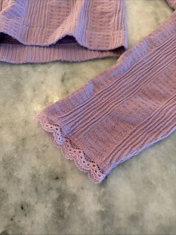 Urban Outfitters Lavender Lace-Trim Knit Crop Top - Image 4