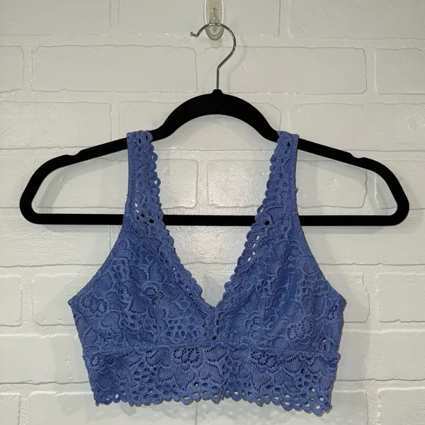 Aerie Lace Pullover Wireless Lined Bralette in Blue - Image 2