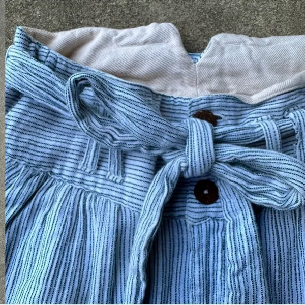 Free People Striped Tie Waist Pants Blue White Womens Cotton 0 - Image 4