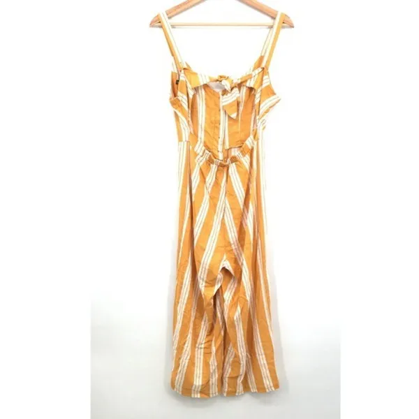 ✨ Tie back button front white yellow stripe jumpsuit✨ - Image 5