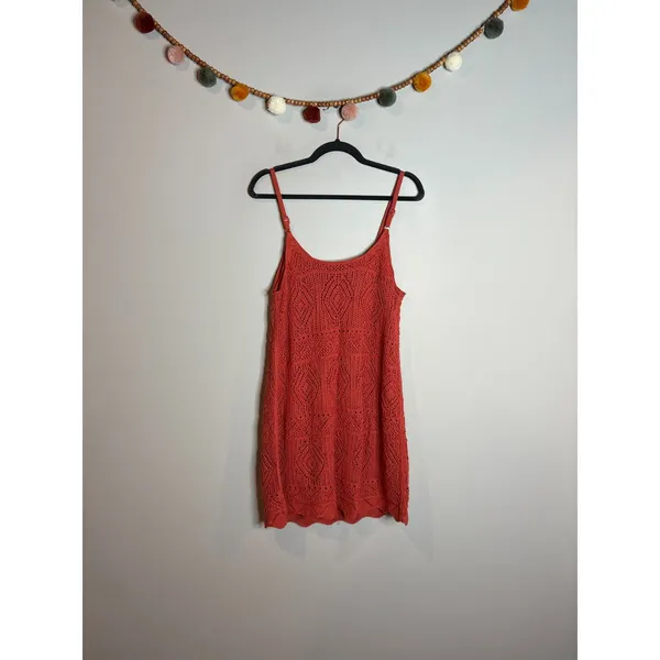NWT A New Day Mini Crochet Shift Dress Rust Coral - Image 2