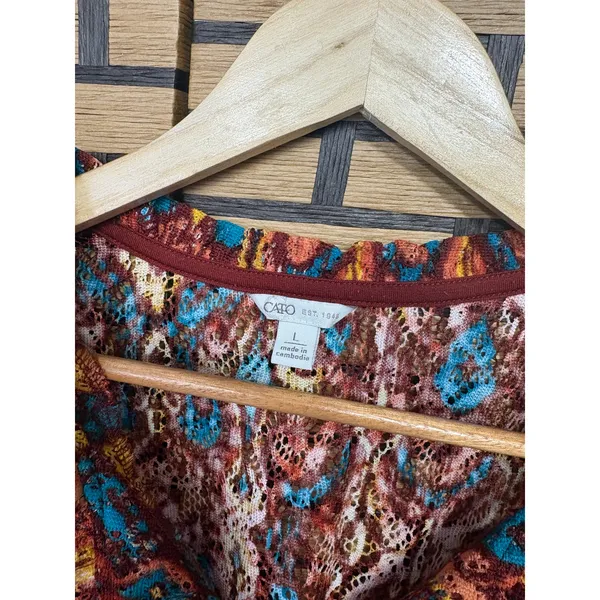 Cato‎ Multi Color Crochet Top Size Large - Image 7