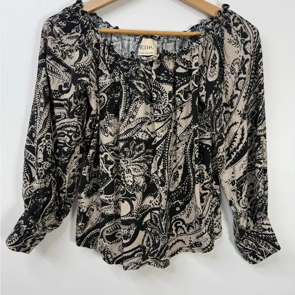 Elie Tahari Paisley Viscose off-the-shoulder blouse Top Size M - Image 3