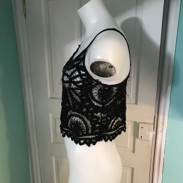 Free People Lace & Beaded Tank SzM - Image 3