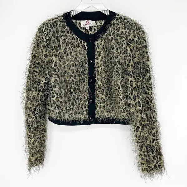 Vintage En Francais by Huey Waltzer Animal Print Eyelash‎ Jacket Size S MobWife - Image 2