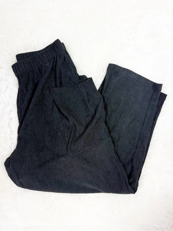Halara High Waisted Corduroy Cargo Wide Leg Pants Black Size Medium - Image 6