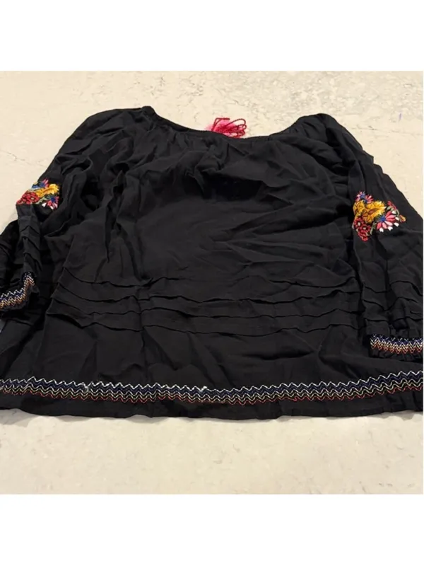 Kyla Seo Black Embroidered Top Women's Large - Image 12