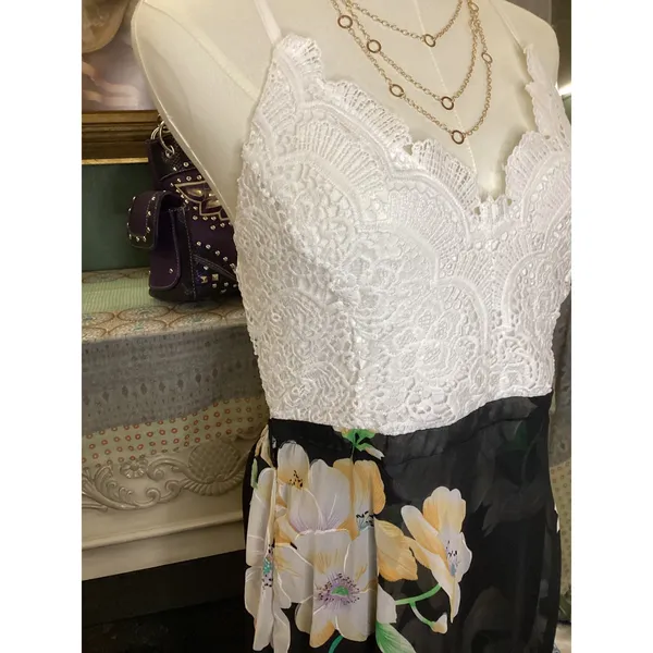 Blooming Jelly Women XL White Lace‎ Floral Maxi Dress Backless Slit Summer Boho - Image 2