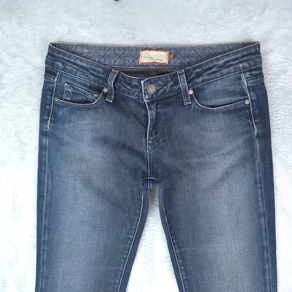 Paige Laurel Canyon Jeans Women 27 Low Rise Bootcut Dark Wash Whiskering Y2K - Image 3